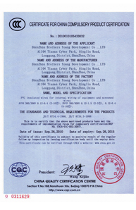 3C Certificate For Power Cable